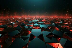 AI generated Technological brilliance Abstract 3D rendering with pixel triangles, glowing backdrop photo