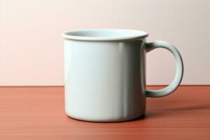 AI generated Blank enamel mug 3D rendering offers a versatile white mockup photo
