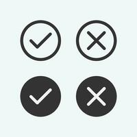 Check mark and Cross symbol icon vector. Yes or No Vector Illustration