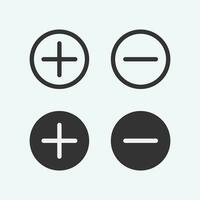 Plus and minus icon. Plus and less icon simple add sign vector