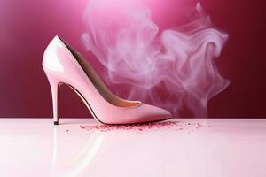 AI generated Elegant shoe backdrop High heeled female shoe with feminine copy space photo