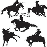 silhouettes of cowboys on a wild horse vector