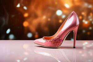 AI generated Celebration chic High heeled female shoe with ample copy space photo