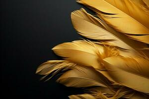 AI generated Fashion elegance Elegant background with golden feathers, ideal for branding photo