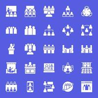 25 forum and class icons in glyph style, including discussion, group, workspace, organization, class, business and more. vector