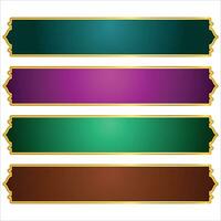 Luxury golden arabic islamic text box title frame border banner set multiple colors for ramadan and milad un nabi vector