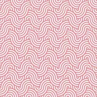 Pink seamless abstract geometric japanese circles lines and waves pattern vector