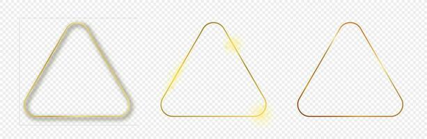 Gold glowing rounded triangle frame vector