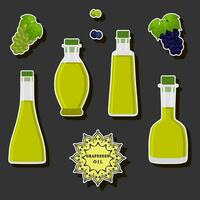 Illustration on theme big set different types liquid oil, bottle various size vector