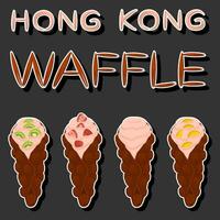 Illustration on theme big kit different types cone waffle with bubbles for dessert biscuit vector