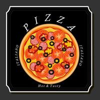 Illustration on theme big hot tasty pizza to pizzeria menu vector