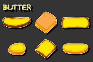 Illustration on theme big colored set different types creamy butter vector