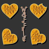 Illustration on theme big kit different types biscuit waffle with cell, dessert cookie vector