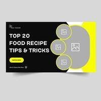 Video tutorial tips and tricks banner design, food recipe vlog thumbnail banner design, editable vector eps 10 file format