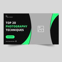 Trendy photography vector illustration video thumbnail banner design, multipurpose photography video cover banner design, fully editable vector eps 10 file format