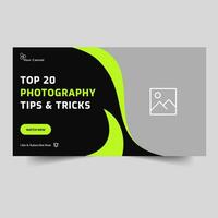 Vector illustration photography tips and tricks video thumbnail banner design, fully customizable vector eps 10 file format