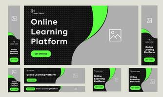 Fully customizable vector online learning web bundle banner design, education system web set banner design, editable vector eps 10 file format