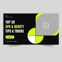 Spa and beauty tips and tricks video tutorial thumbnail banner design, fully customizable vector eps 10 file format