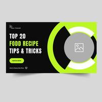 Everyday food recipe tips and tricks vector illustration video thumbnail banner design, food review cover banner design, editable vector eps 10 file format