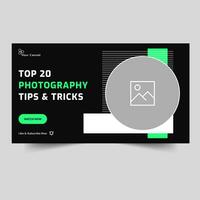 Minimalism photography video tutorial tips and tricks thumbnail banner design, videography video cover banner design, editable vector eps 10 file format