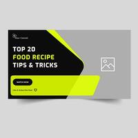 Creative vector illustration food menu tutorial video cover banner design, tips and tricks video cover banner design, customizable vector eps 10 file format