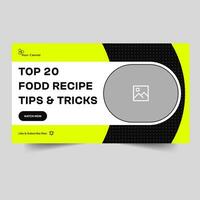 Trendy food review video thumbnail banner design, recipe tips and tricks video cover banner design, customizable vector eps 10 file format