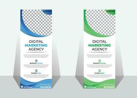 business roll up display standee for presentation purpose. vector