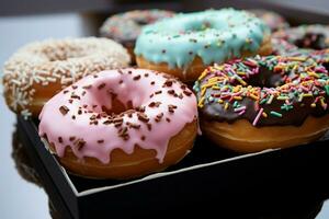 AI generated Donuts in appealing presentation after creative enhancements and edits photo