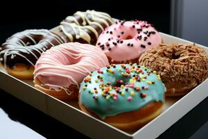 AI generated Donuts in appealing presentation after creative enhancements and edits photo