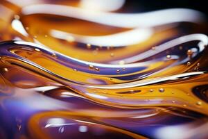 AI generated Close up beauty Abstract glossy liquid surface with intriguing reflective elements photo