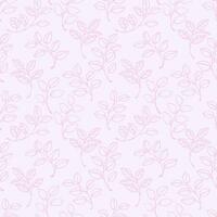 Pastel pink shape branches leaves seamless pattern. Vector hand drawn sketch lines. Simple background with leaf stems texture print. Design for textile, fashion, fabric