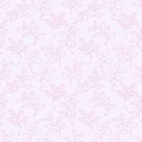 pastel rosado forma ramas hojas sin costura modelo. vector mano dibujado bosquejo líneas. sencillo antecedentes con hoja tallos textura impresión. diseño para textil, moda, tela