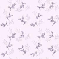 Pastel light gently stylized floral branches seamless pattern. Simple creative tiny leaves branches, drops background. Vector hand drawn. Design for fashion, textile, fabric, wallpaper, surface design