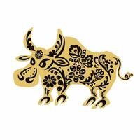 bull, buffalo, taurus with retro black and gold vector illustration eps 10