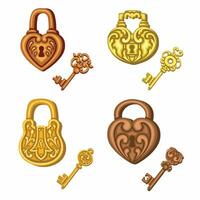 golden lock and key set, vector illustration eps10