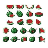 Set of colorful hand drawn watermelons with transparent background eps10 vector