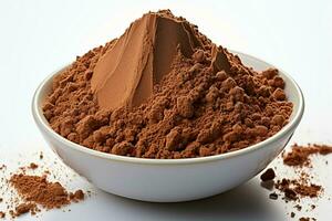 AI generated Culinary detail Cocoa powder isolated, on a clean white background photo