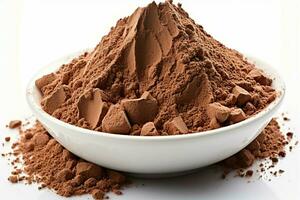 AI generated Gourmet simplicity Cocoa powder isolated on a white background photo