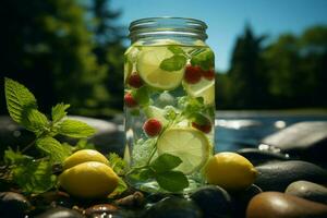 ai generado refrescante verano paleta naturaleza beber, alimento, agua, verde, y hielo foto