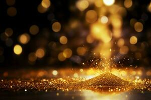 AI generated Anniversary glamour Golden glitter bokeh for a celebratory abstract background photo