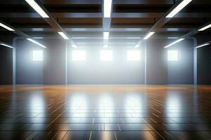 AI generated Visual serenity Empty room illuminated from the top, 3D rendering photo