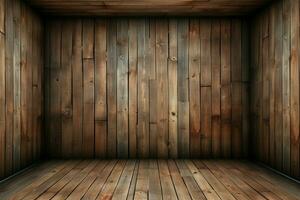 AI generated Empty wooden room a blank canvas for creative design ideas photo