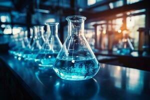 AI generated Chemists use lab equipment for experiments, advancing scientific knowledge photo
