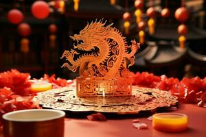 AI generated Celebrate joyously Happy Chinese New Year concept, inviting festivity photo