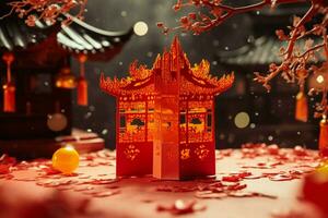 AI generated Welcoming celebration Conceptual invitation for a Happy Chinese New Year photo