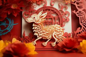 AI generated Invitation design Happy Chinese New Year concept for festive celebration photo