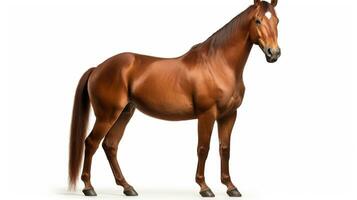 AI generated Bay Horse on White Background. Animal, Mammal, Ranch, Pet photo