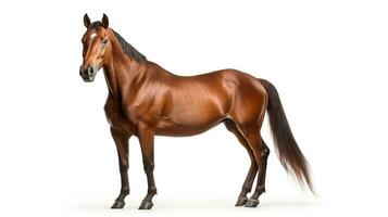 AI generated Bay Horse on White Background. Animal, Mammal, Ranch, Pet photo