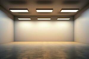 ai generado minimalista elegancia oscuro habitación iluminado por un singular lámpara foto