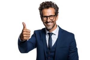 AI generated Smiling Business Consultant Thumbs Up Isolated on Transparent Background. AI png